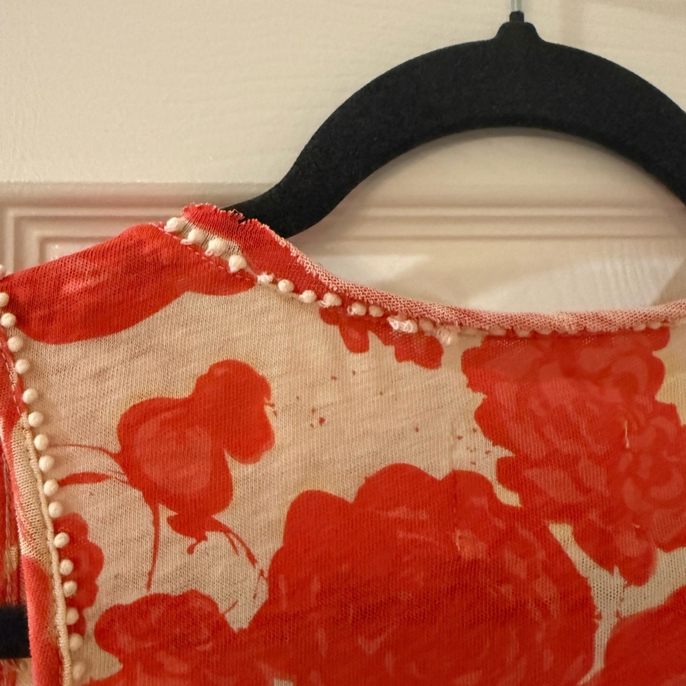 Anthropologie Deletta Red and Cream Floral Tank Top - Picture 6 of 7